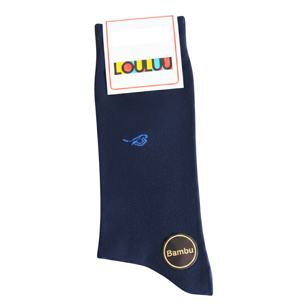 Louluu Men Plain Dark Blue Colour Bamboo Socks