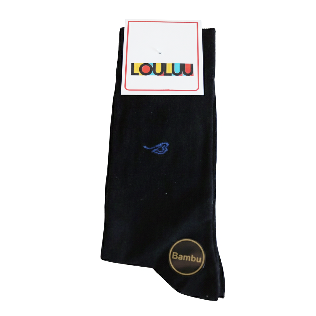 Louluu Men Plain Black Colour Bamboo Socks