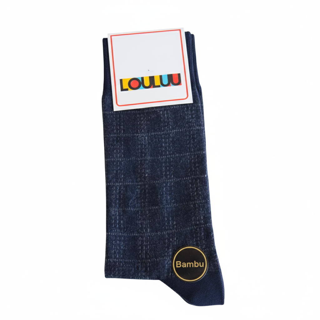Louluu Men Quad Dark Blue Colour Bamboo Socks