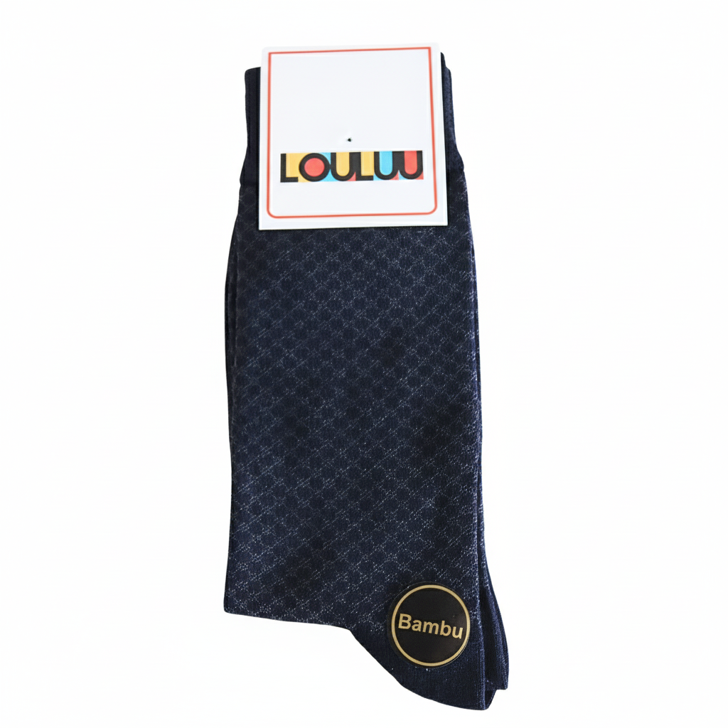 Louluu Men Roan Dark Blue Colour Bamboo Socks