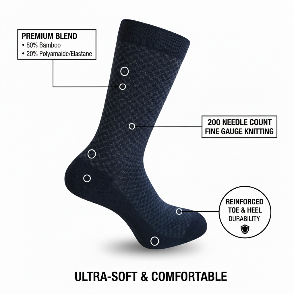 Louluu Men Roan Dark Blue Colour Bamboo Socks