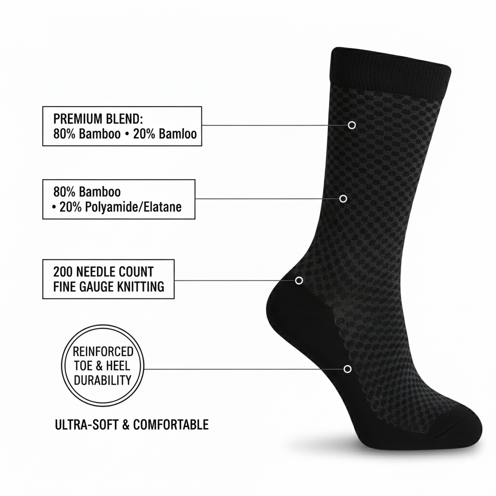 Louluu Men Roan Black Colour Bamboo Socks