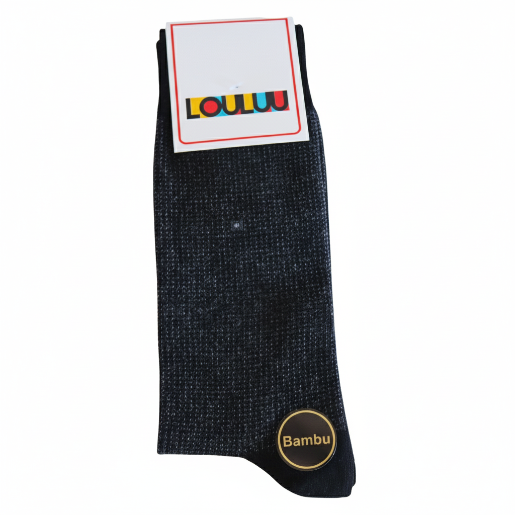 Louluu Men Wave Black Colour Bamboo Socks