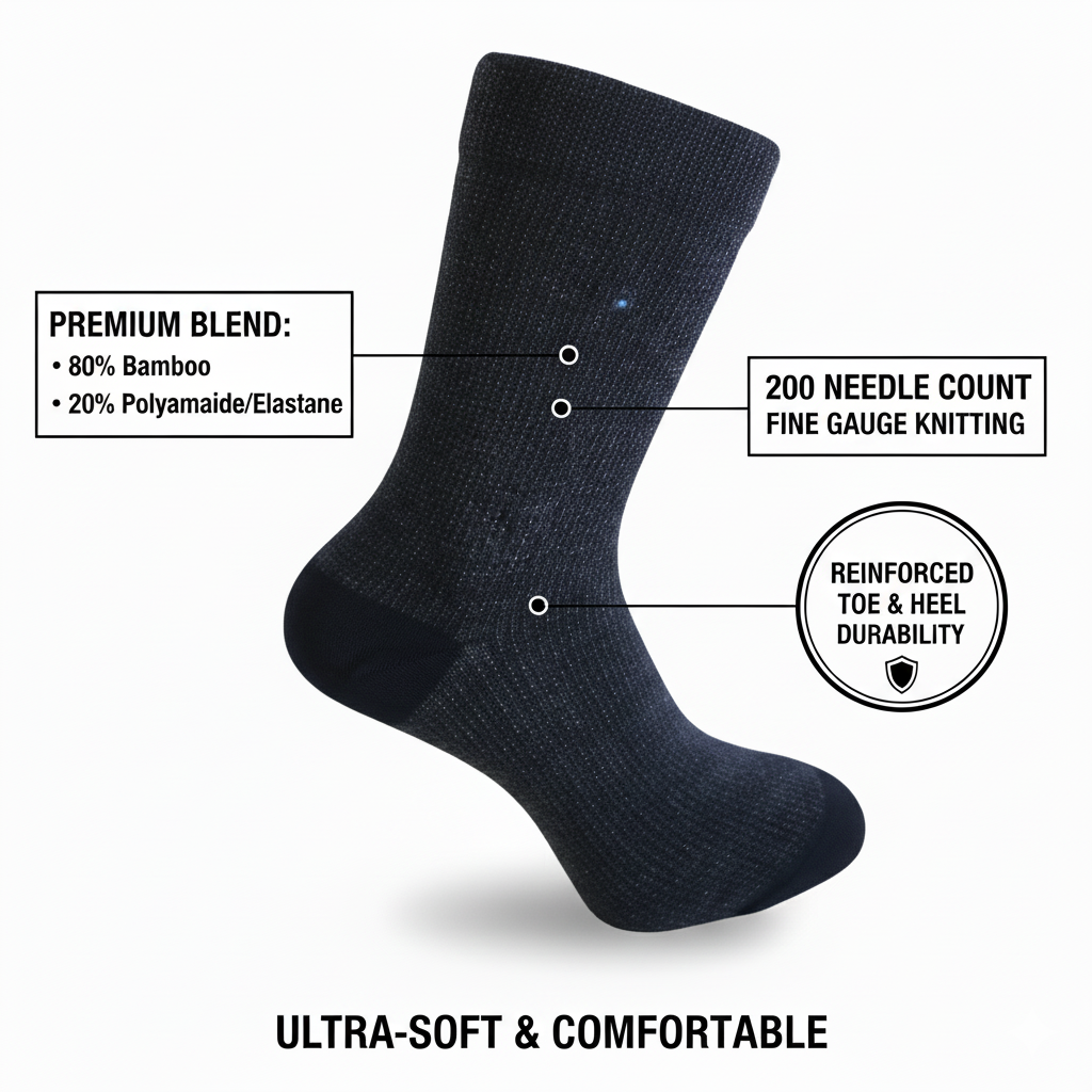 Louluu Men Wave Black Colour Bamboo Socks