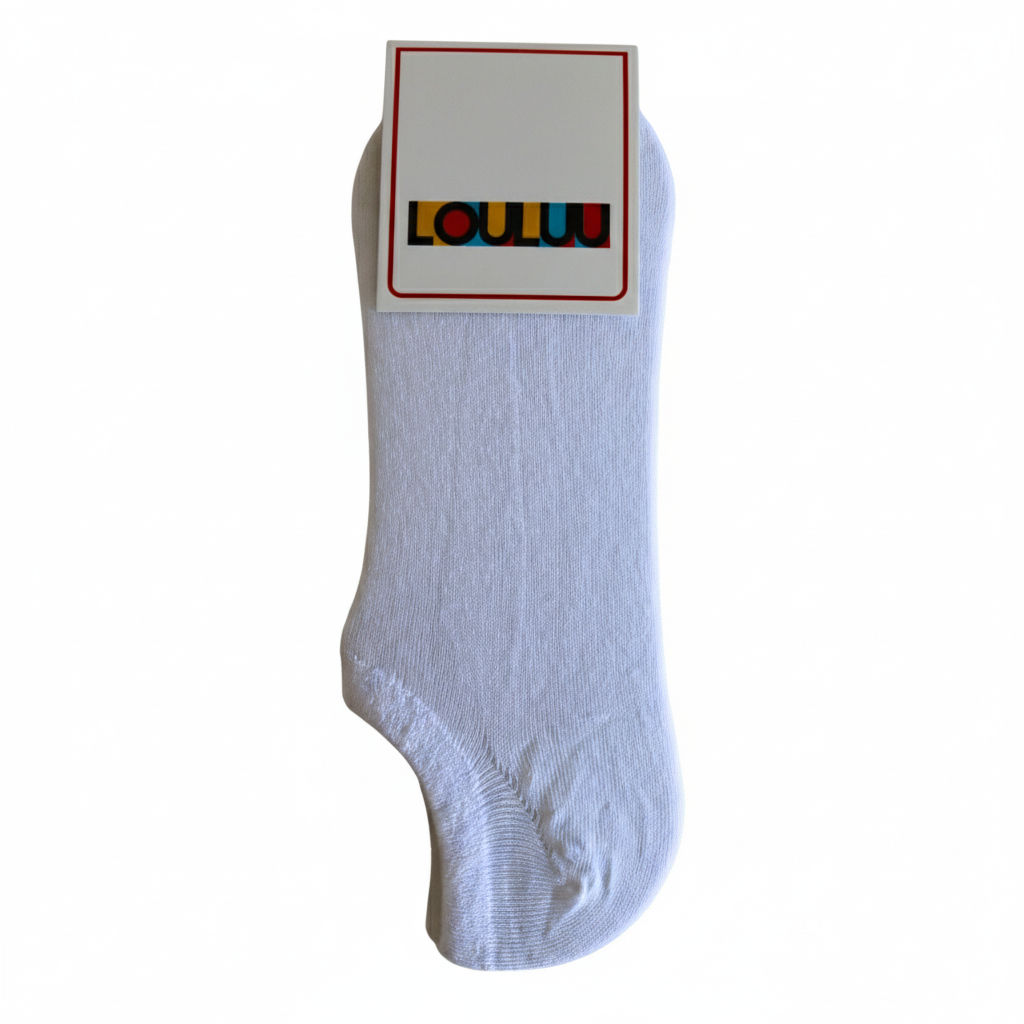 Louluu Men White Color Sneaker Socks
