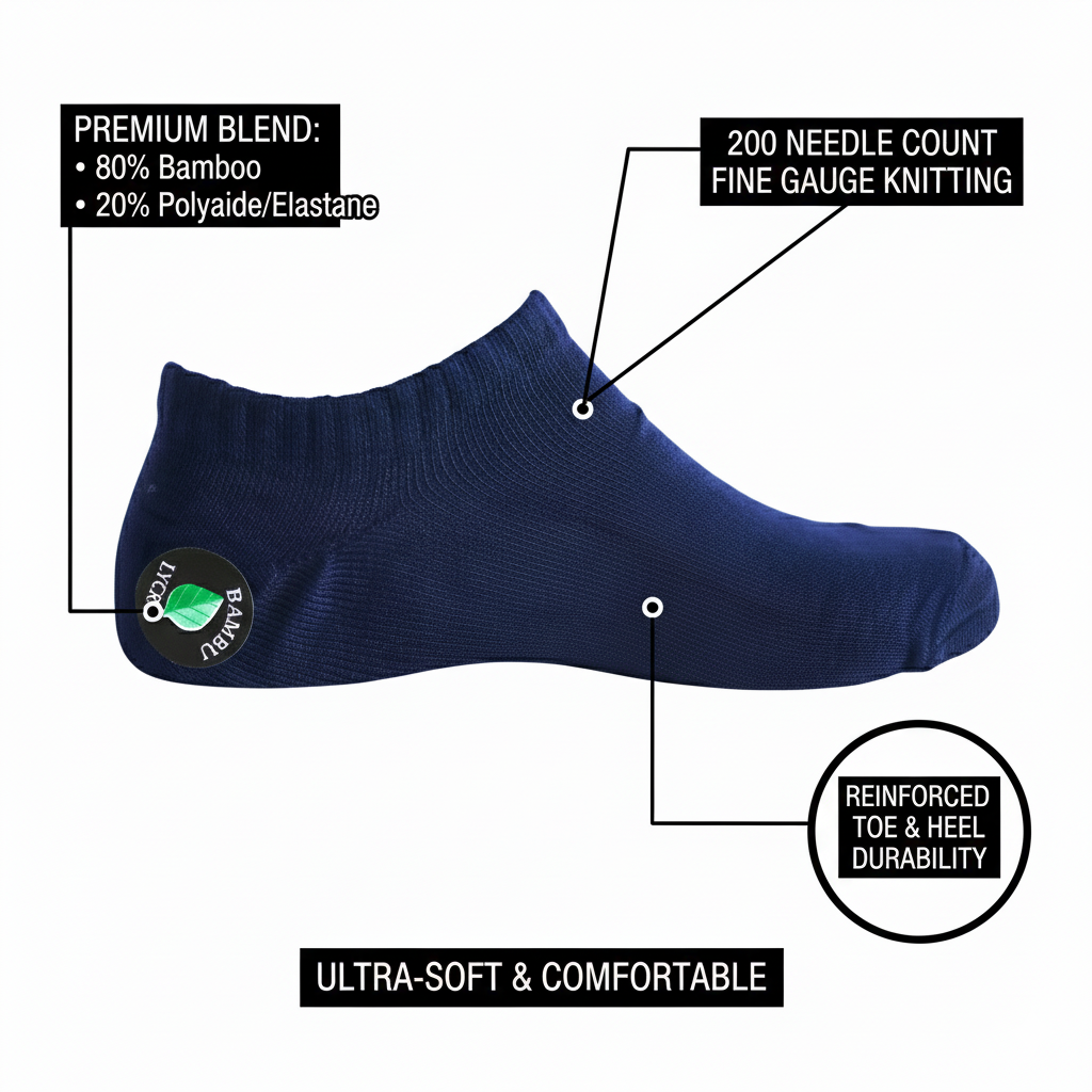 Louluu Men Navy Color Sneaker Socks