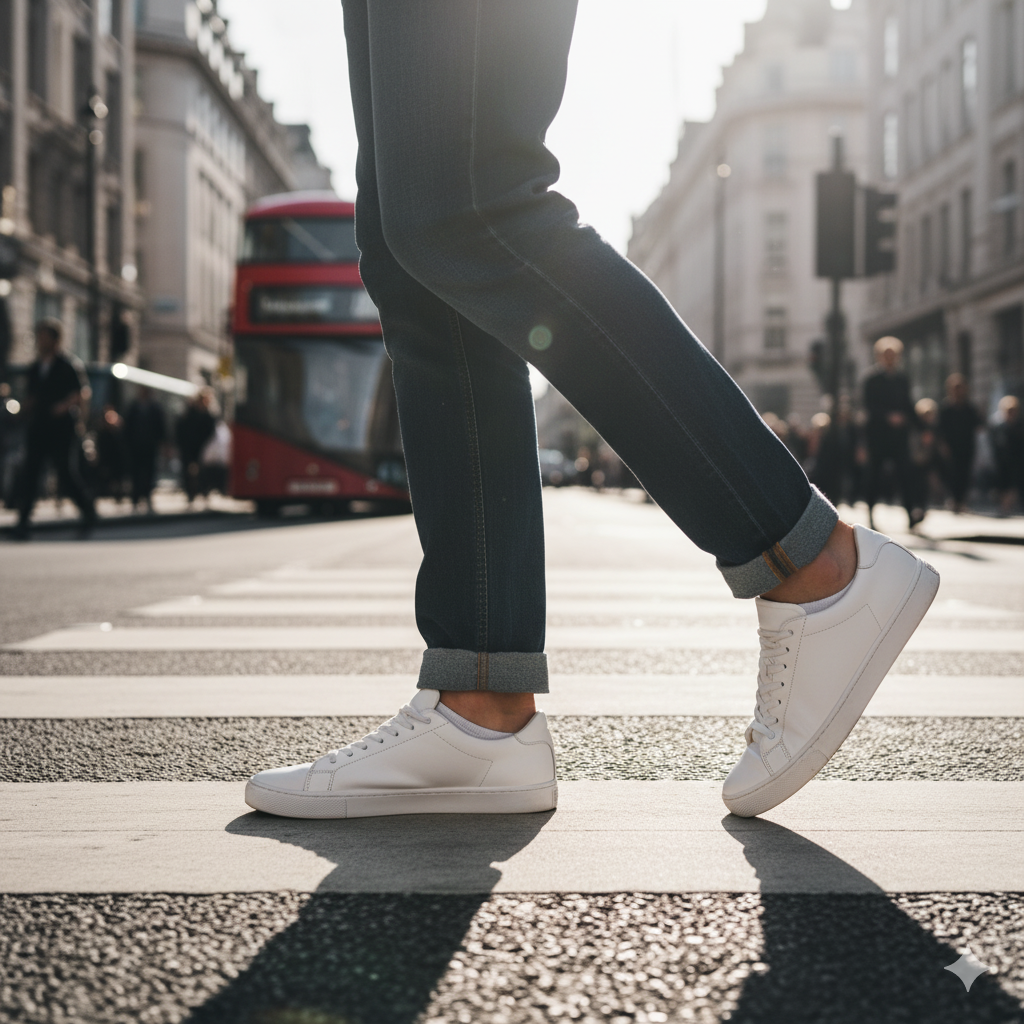 Louluu men's bamboo sneaker socks — lifestyle on feet
