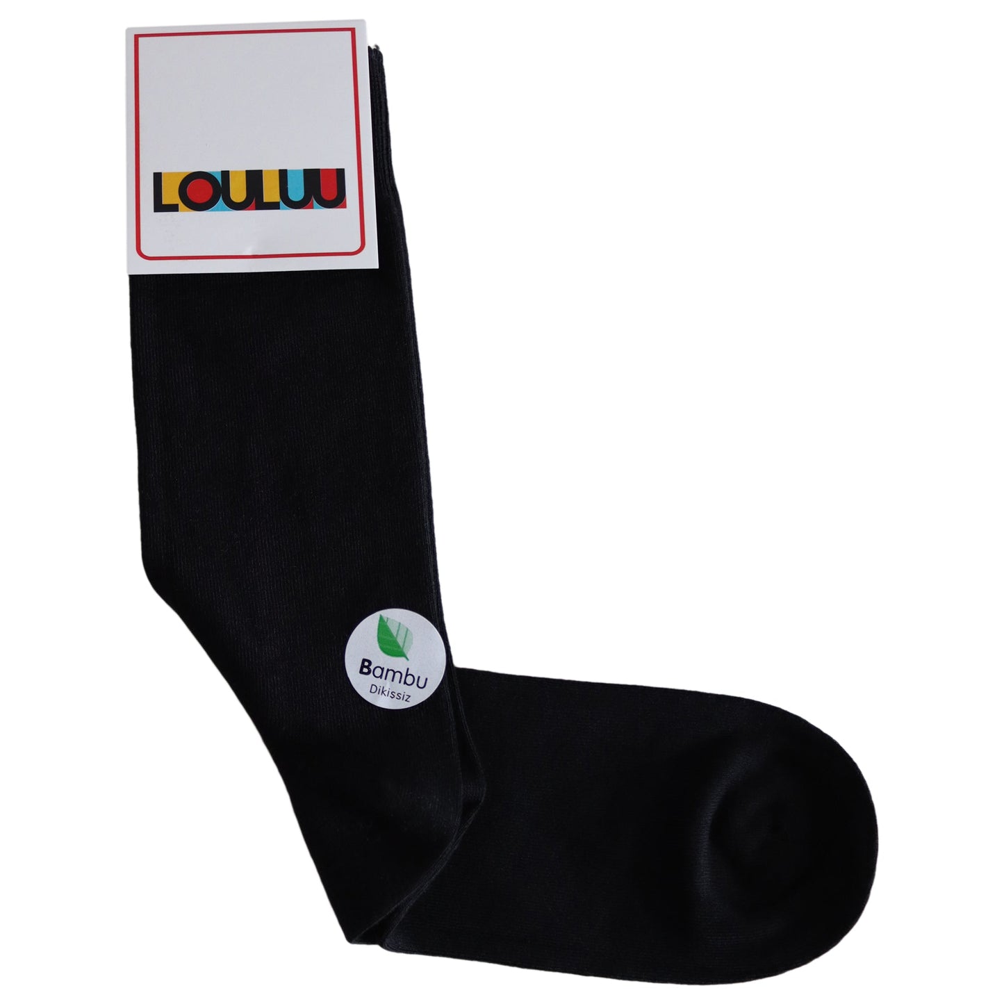 Louluu Bamboo Black Color Men Crew Socks