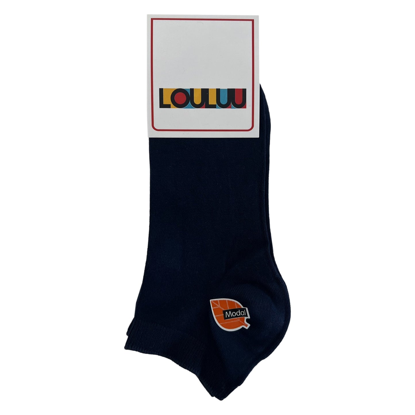 Louluu Men Dark Blue Modal Low Cut Socks