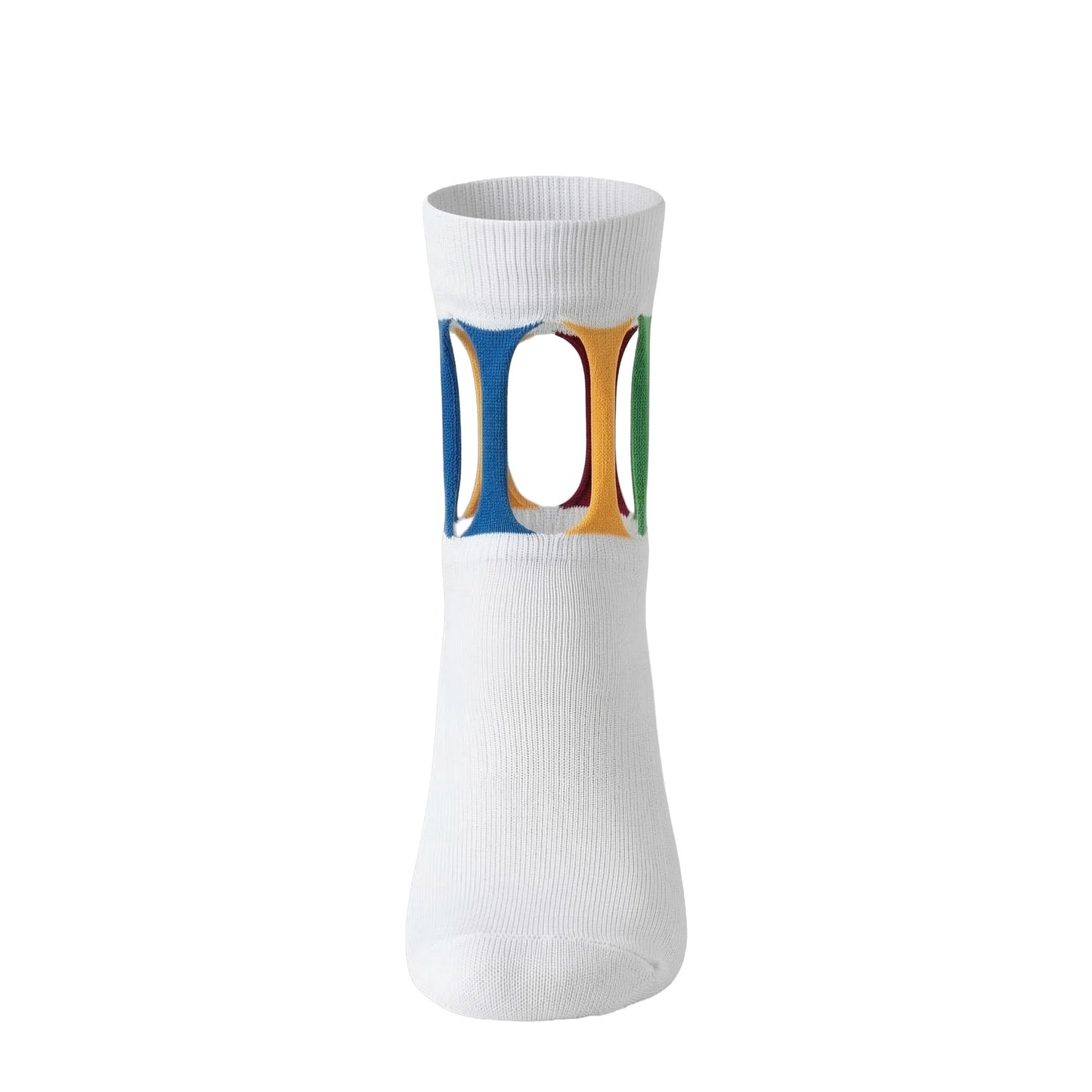 Louluu Women's Cotton Torn Design White Color Ankle Socks | Louluu UK