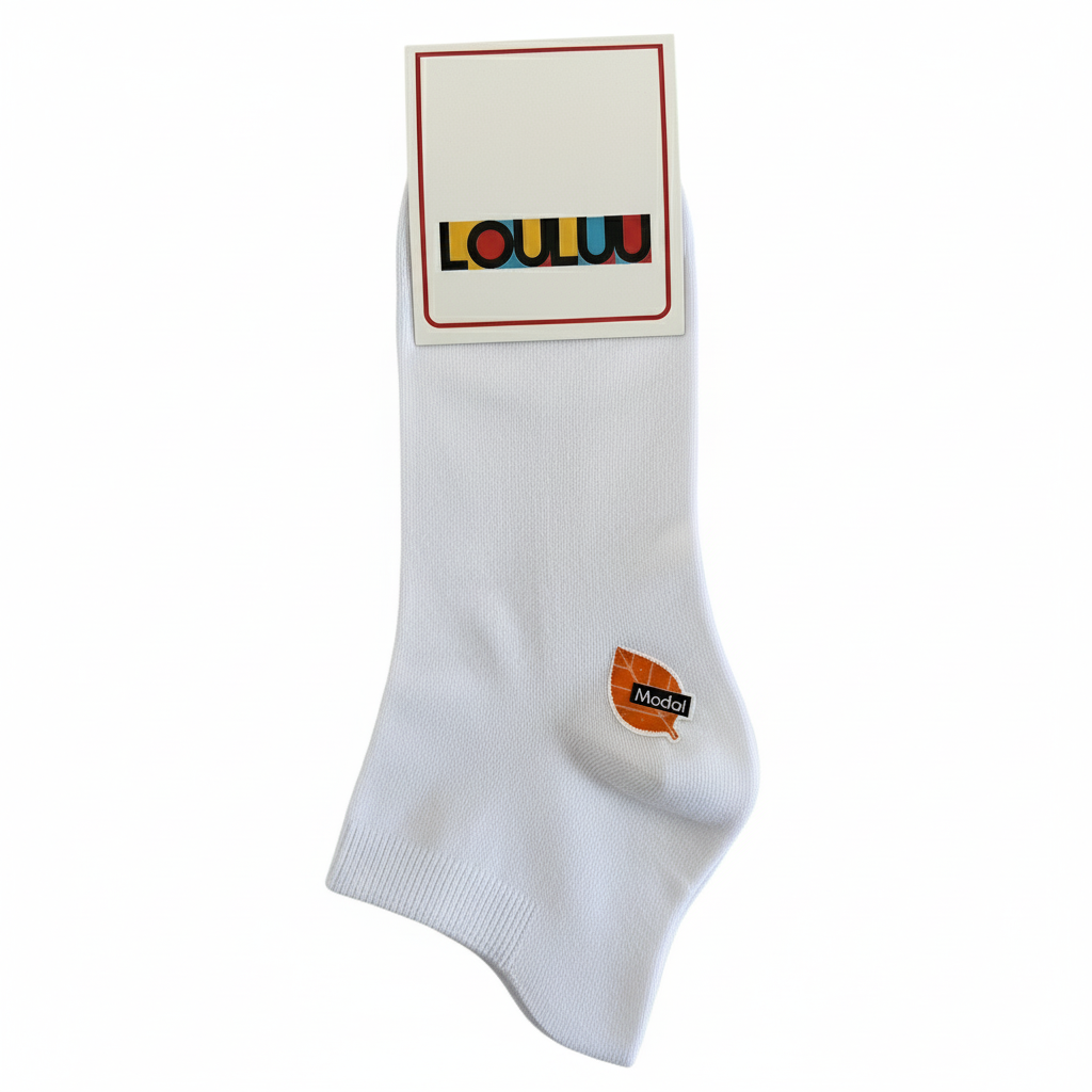 Louluu Men White Modal Low Cut Socks