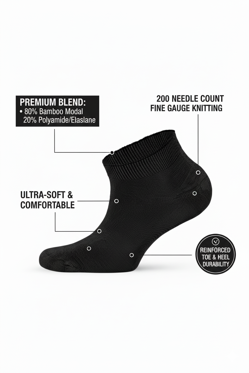 Louluu Men Black Modal Low Cut Socks