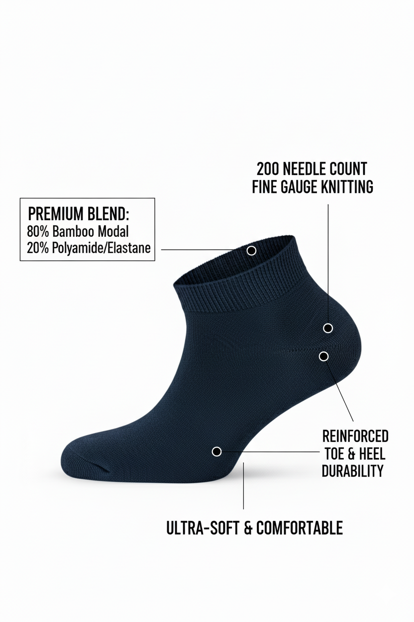 Louluu Men Navy Modal Low Cut Socks