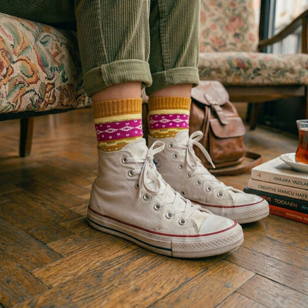 Louluu women's wool Nordic socks — close-up of fabric texture, UK sizes available at Louluu