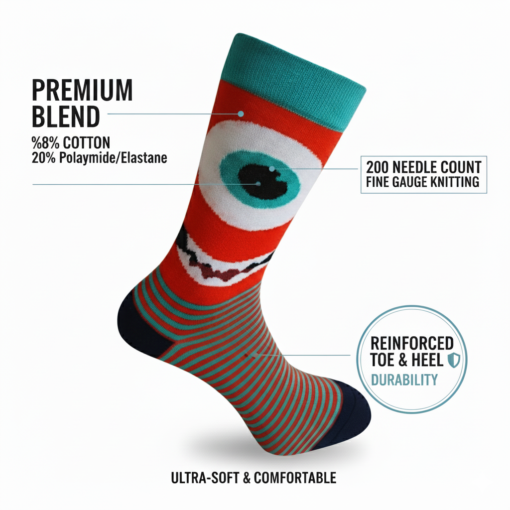 Louluu Colourful Crew socks with a cartoonish design.