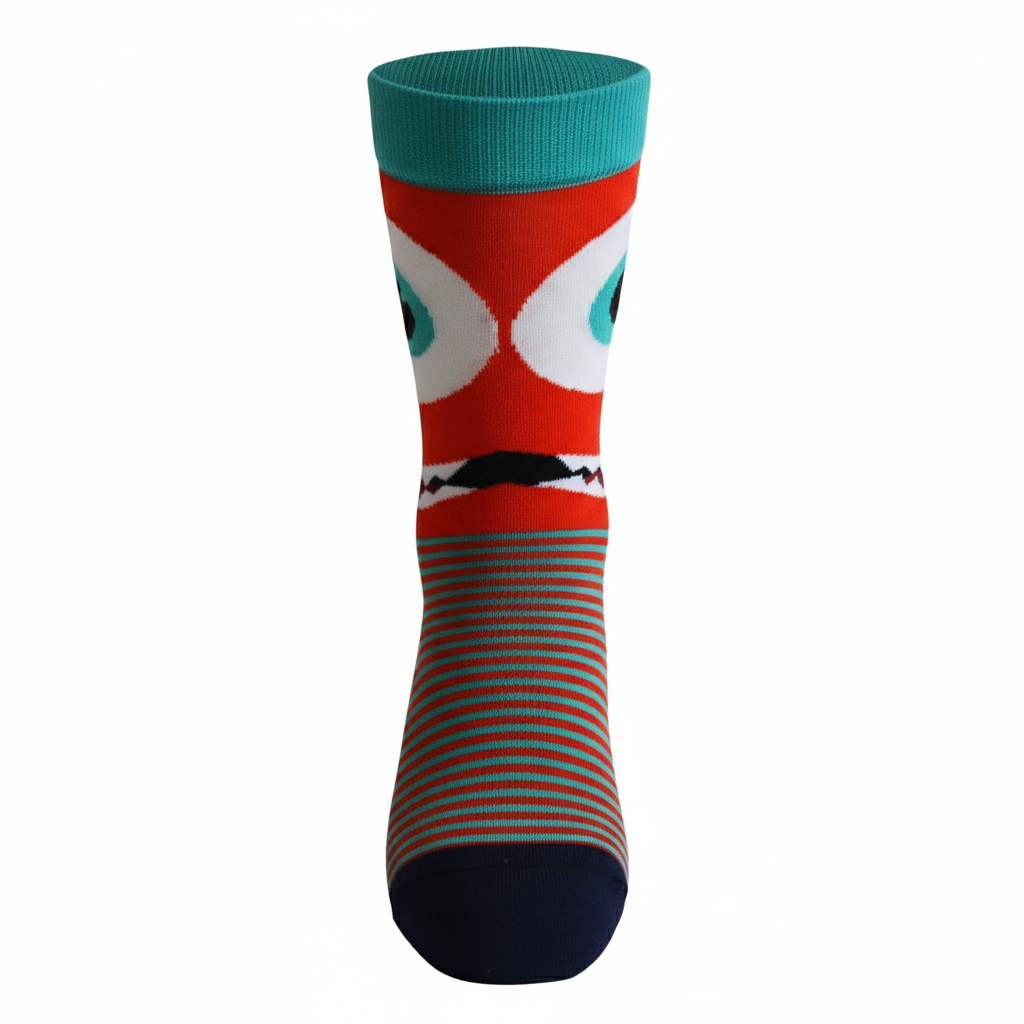 Louluu Colourful Crew socks with a cartoonish design.