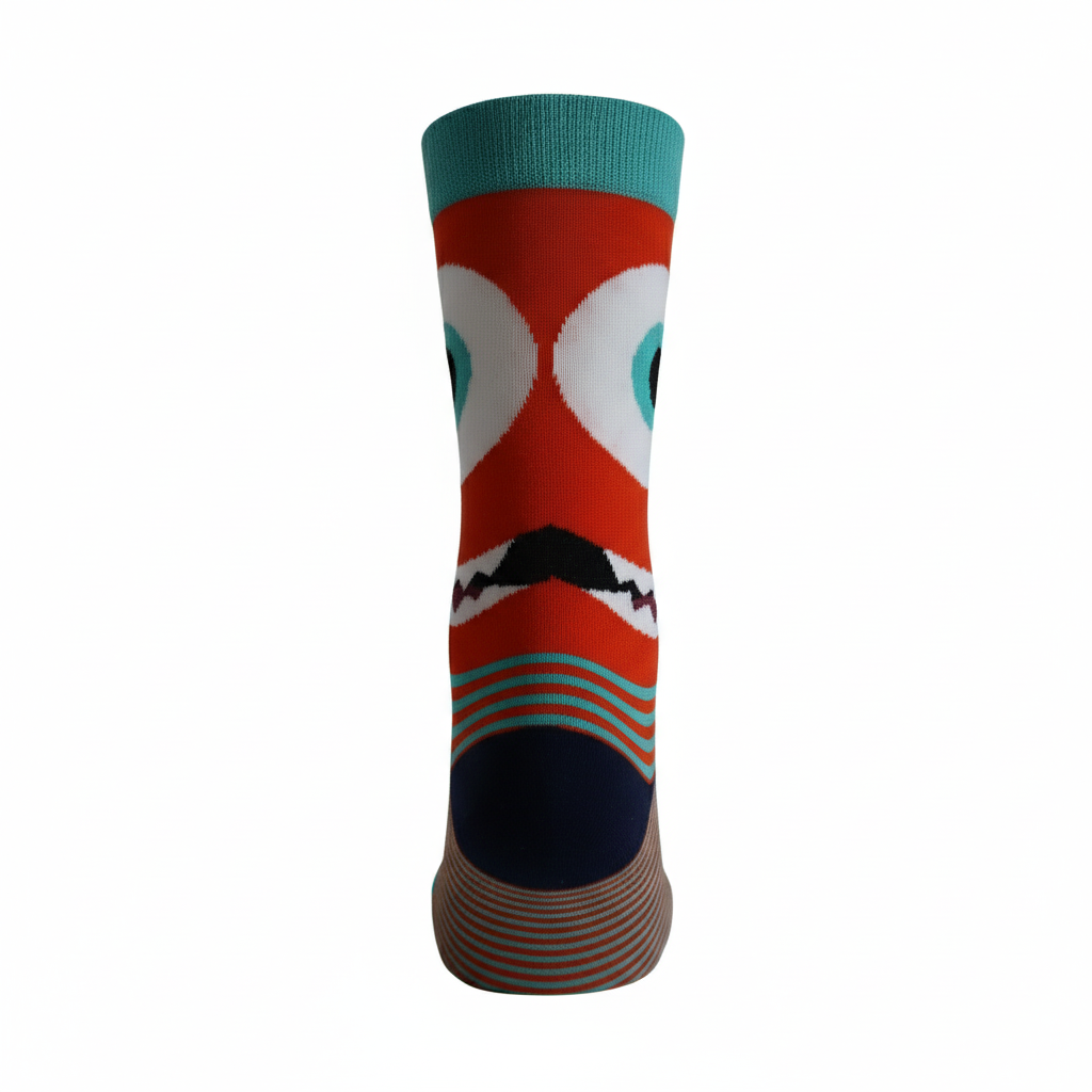 Louluu Colourful Crew socks with a cartoonish design.