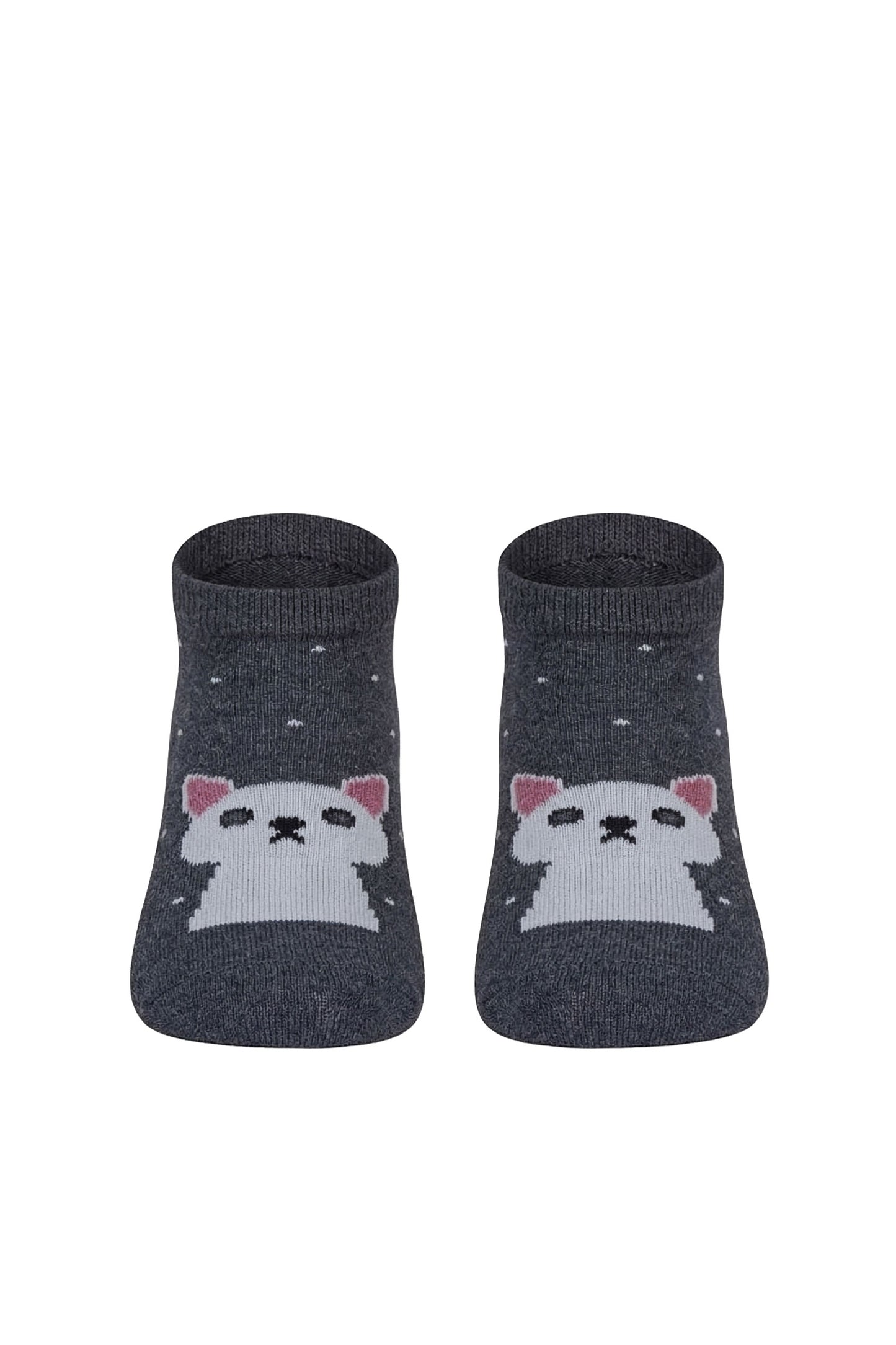 Louluu women's cotton Grey Cat low cut socks — front view | Louluu