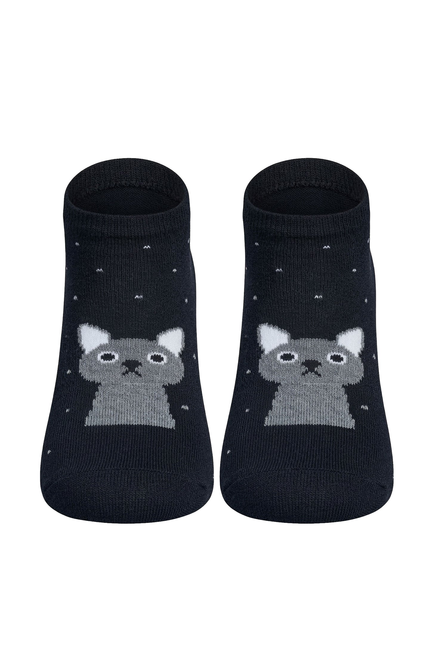 Louluu women's cotton Black Cat low cut socks — front view | Louluu