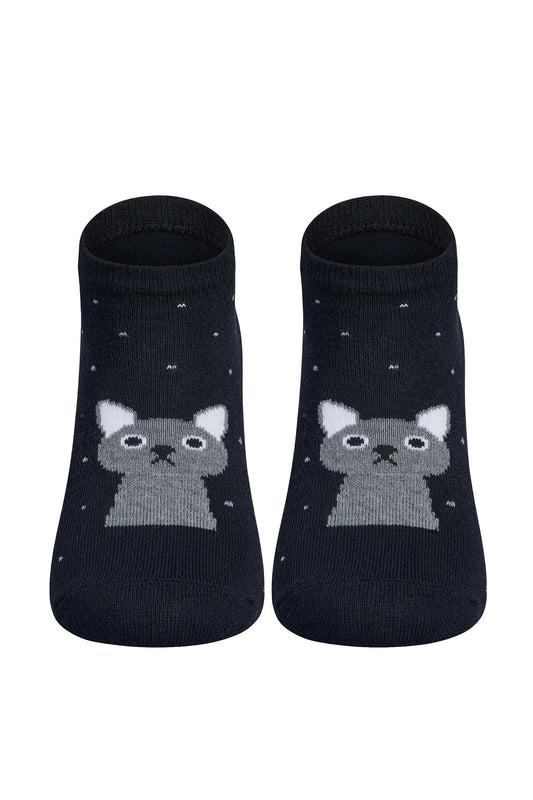 Louluu women's cotton Black Cat low cut socks — front view | Louluu