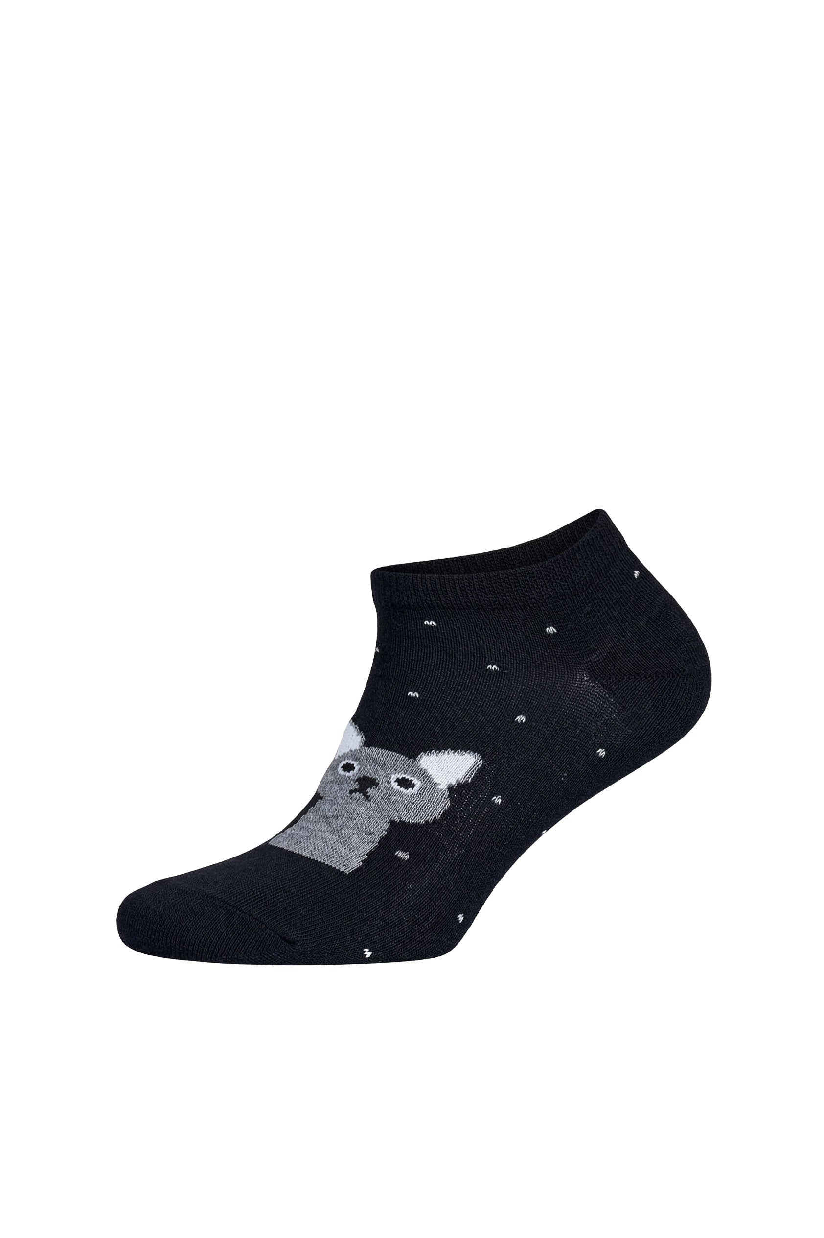 Louluu women's cotton Black Cat low cut socks — front view | Louluu