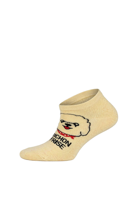 Louluu women's cotton Dog low cut socks — front view | Louluu