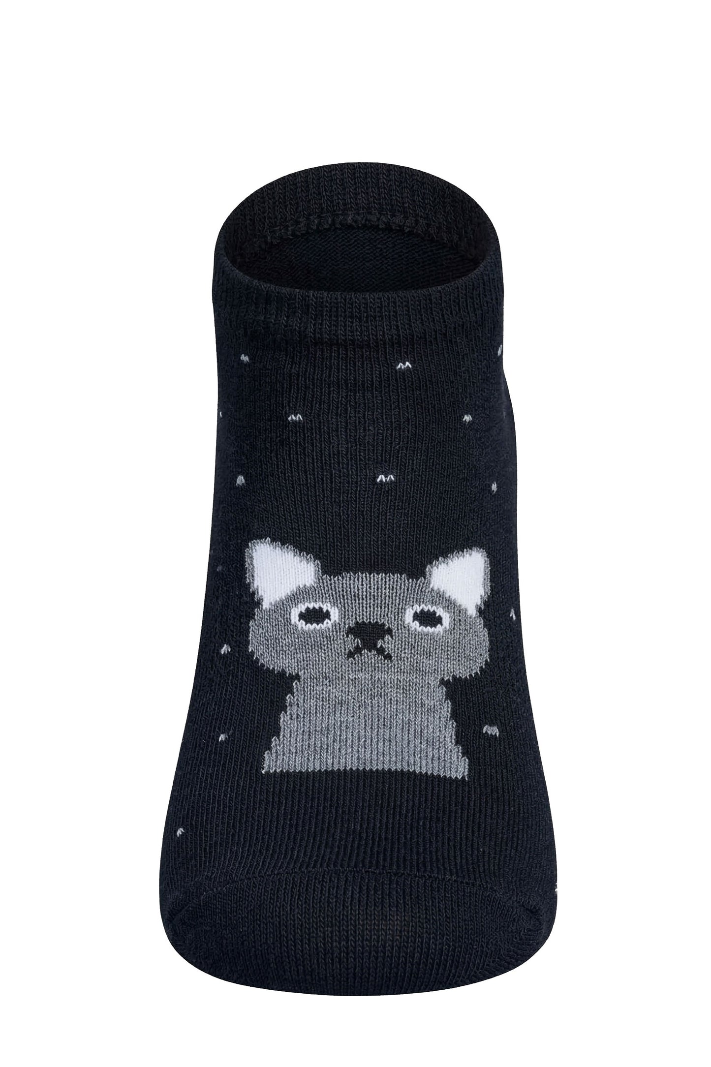 Louluu women's cotton Black Cat low cut socks — front view | Louluu
