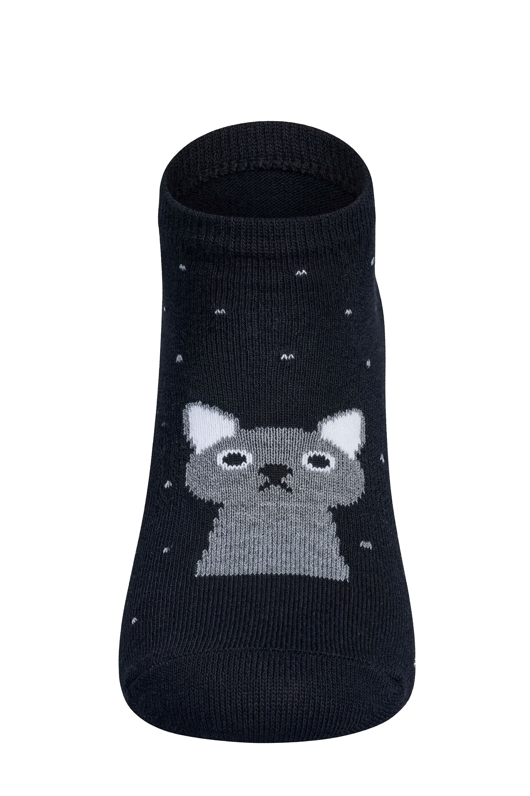 Louluu women's cotton Black Cat low cut socks — front view | Louluu