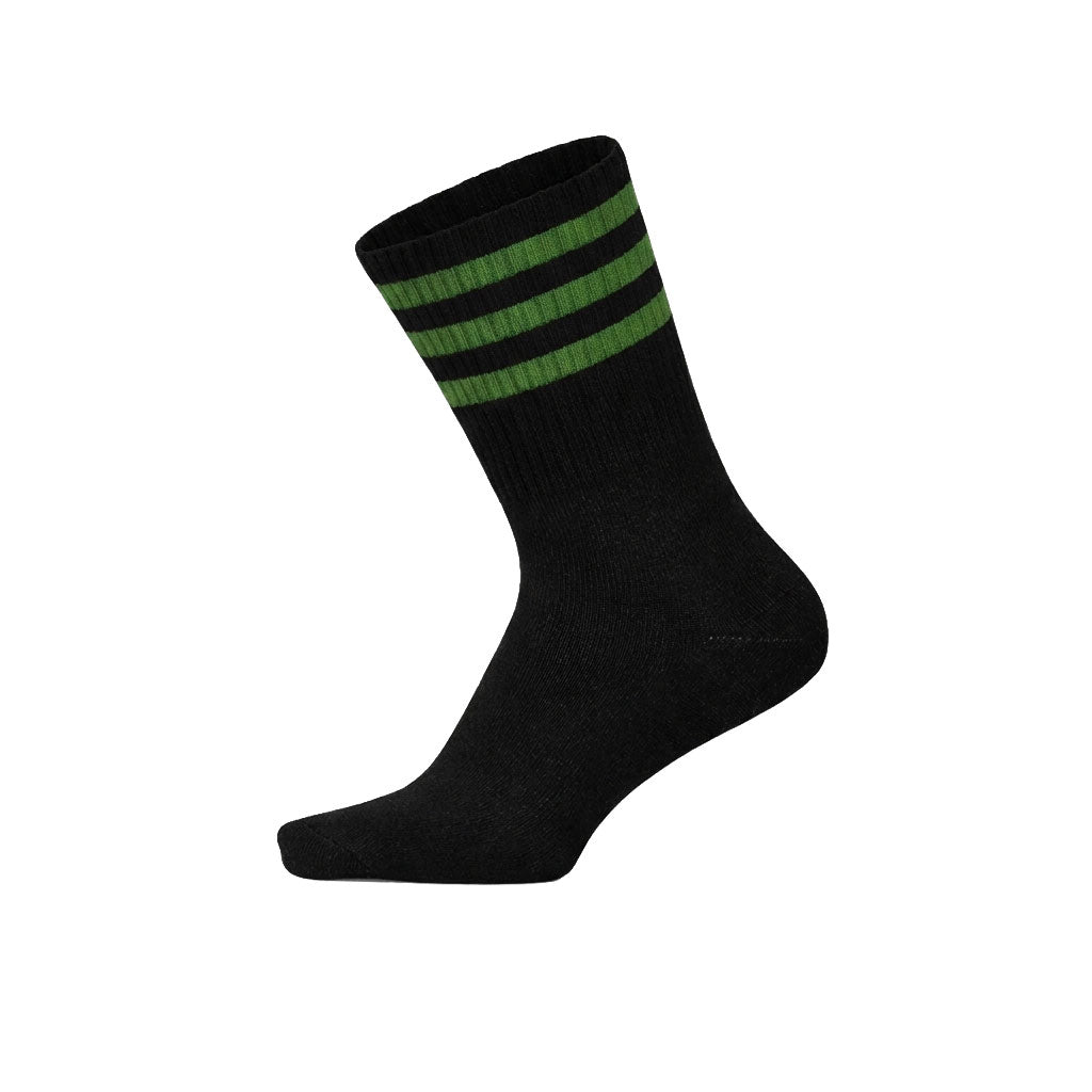 Louluu women's cotton Black tennis socks — breathable — front view | Louluu