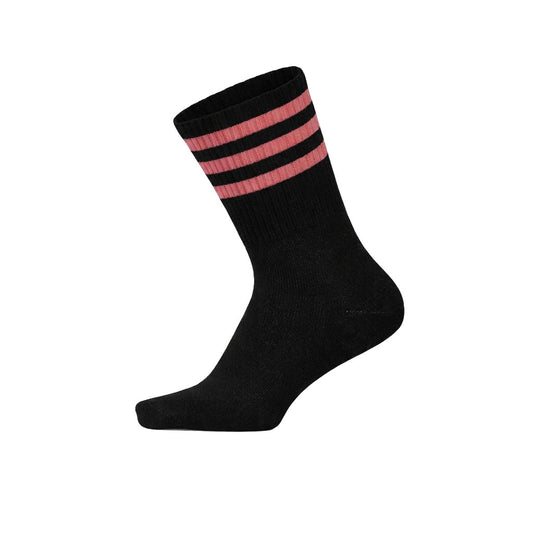 Louluu women's cotton Black tennis socks — breathable — front view | Louluu
