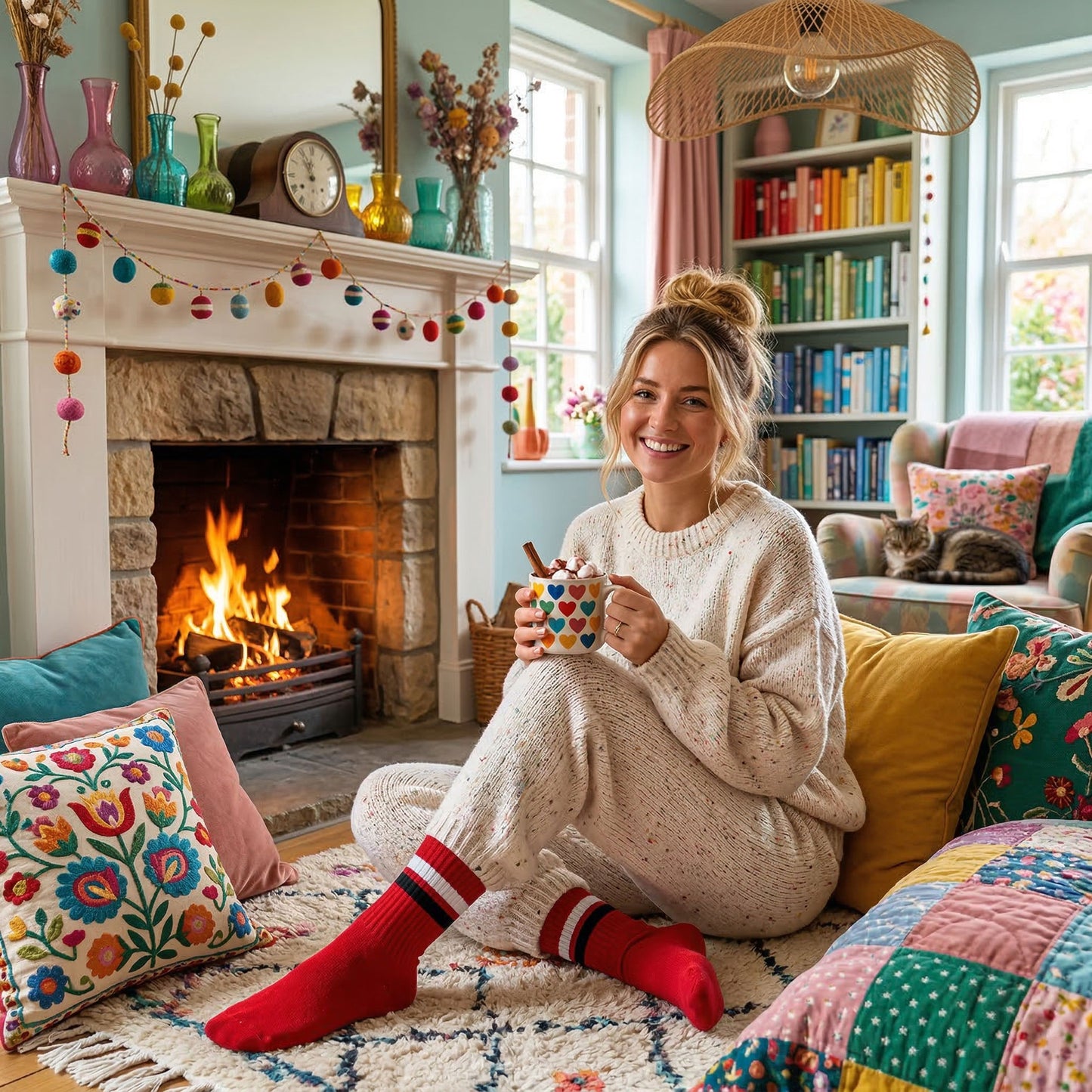 Louluu women's cotton White Stripe ankle socks — side profile view, breathable & comfortable | Louluu