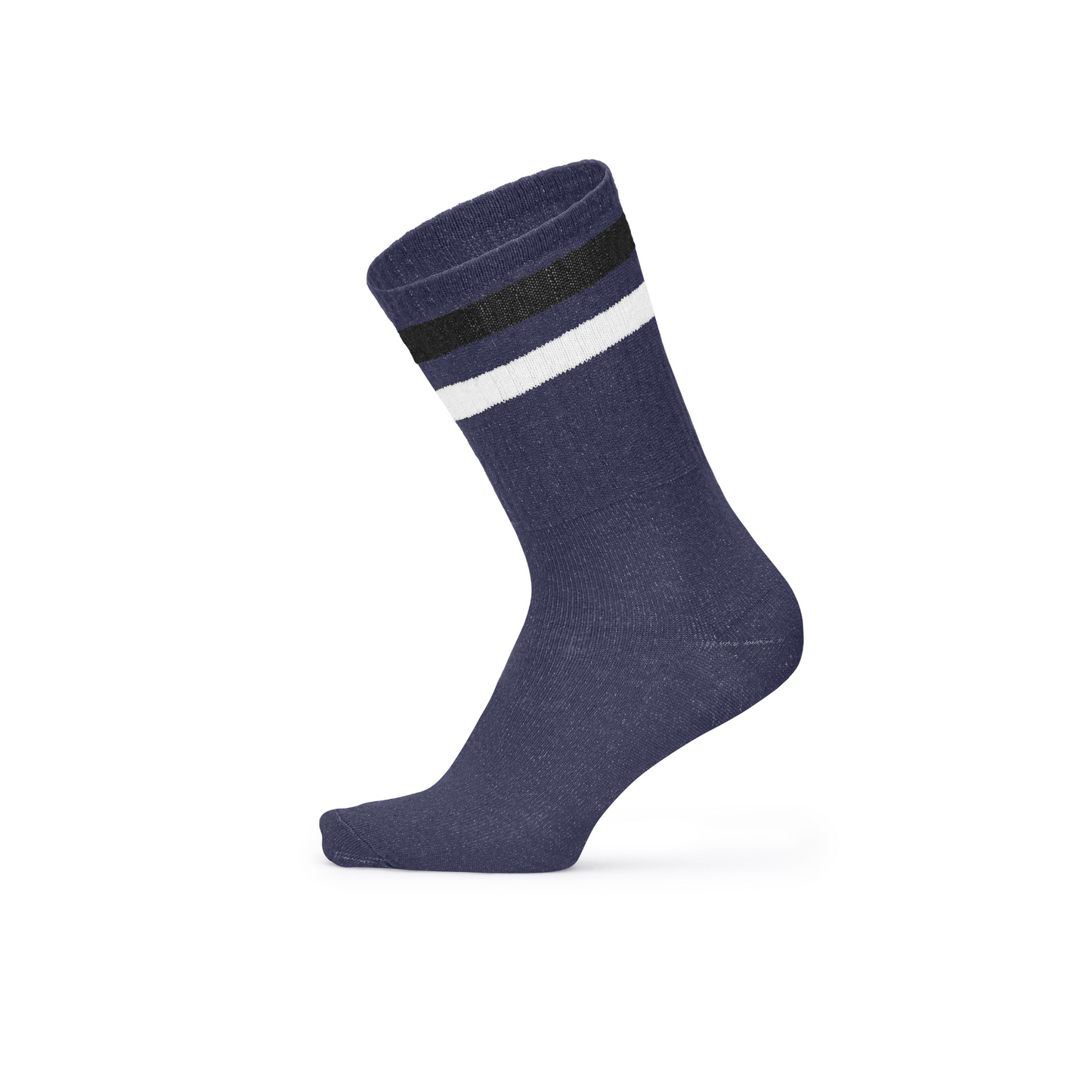 Louluu women's cotton Navy Stripe ankle socks — front view | Louluu