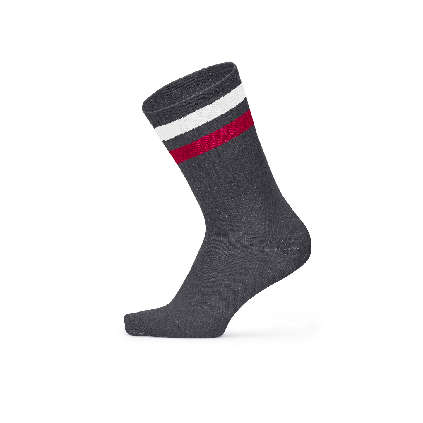 Louluu women's cotton Dark Grey Stripe ankle socks — front view | Louluu