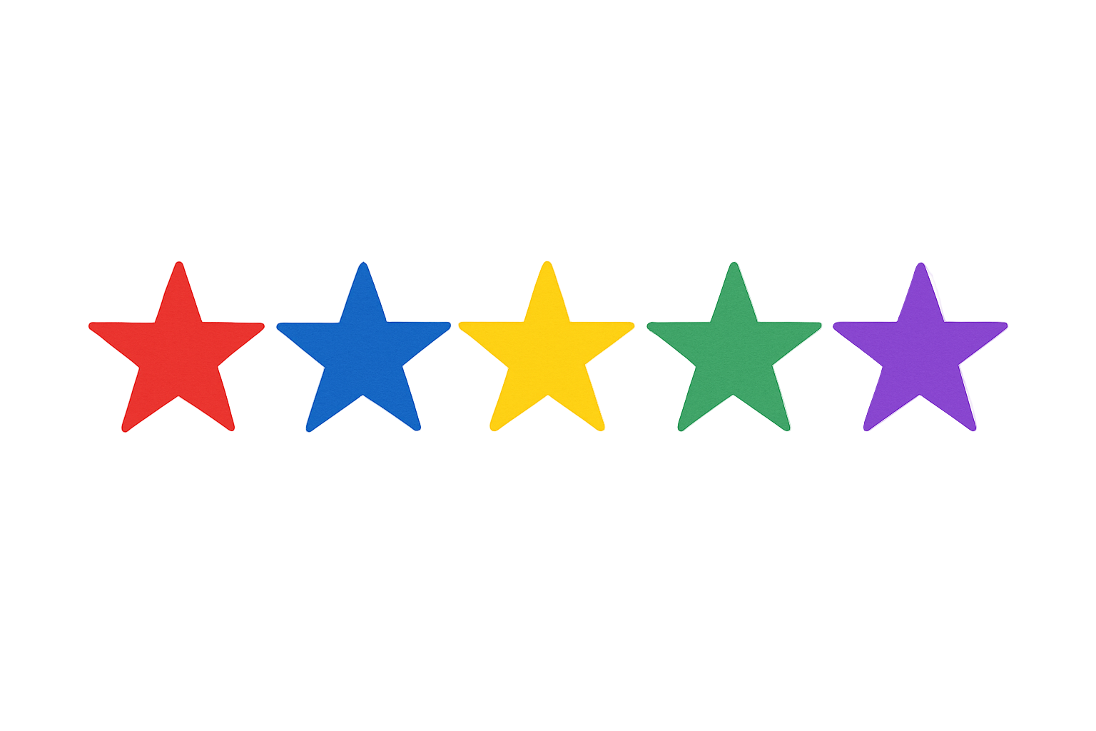 5 stars each star different colour