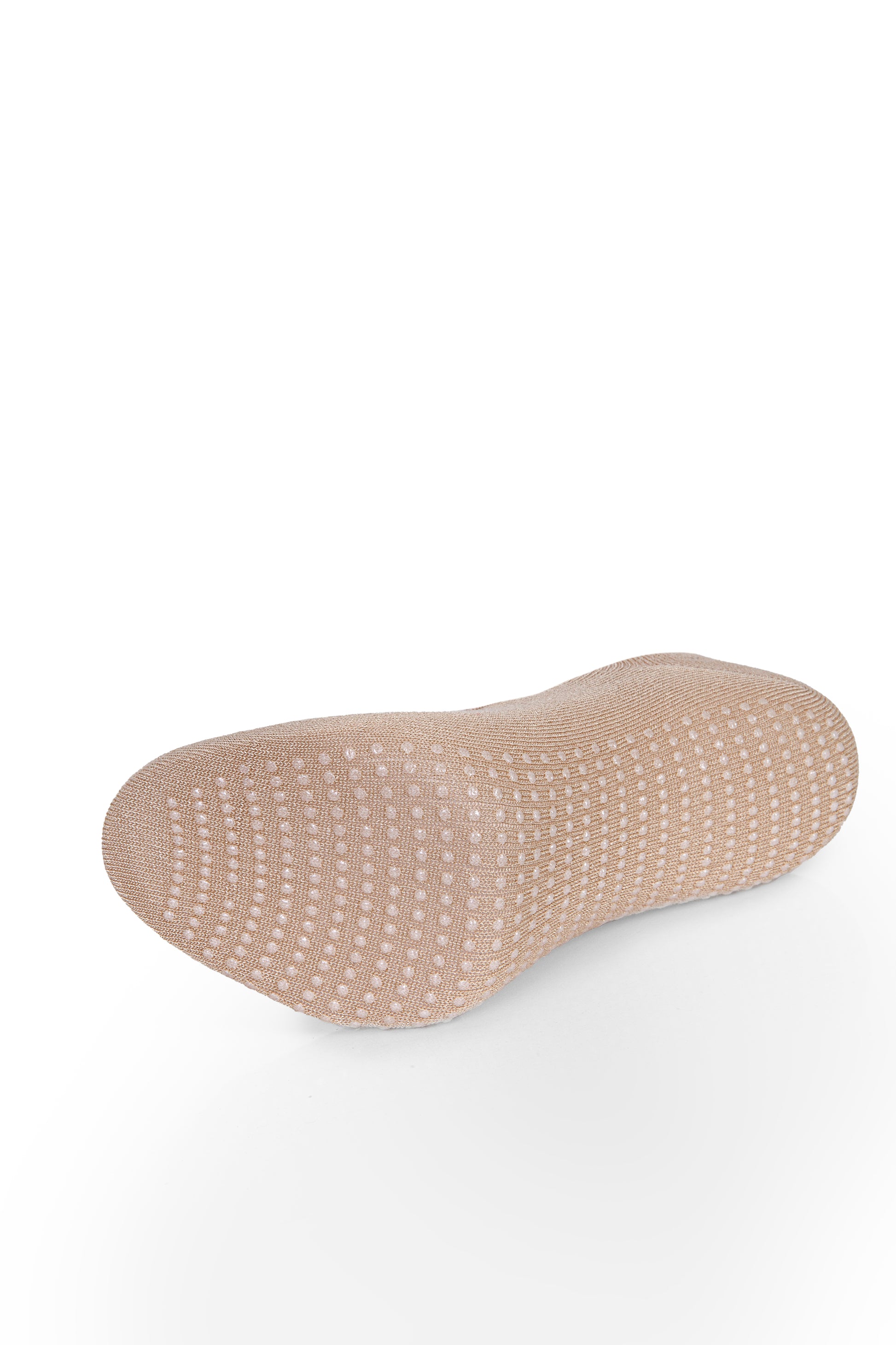 White ballet grip sock with criss-cross straps — side profile
