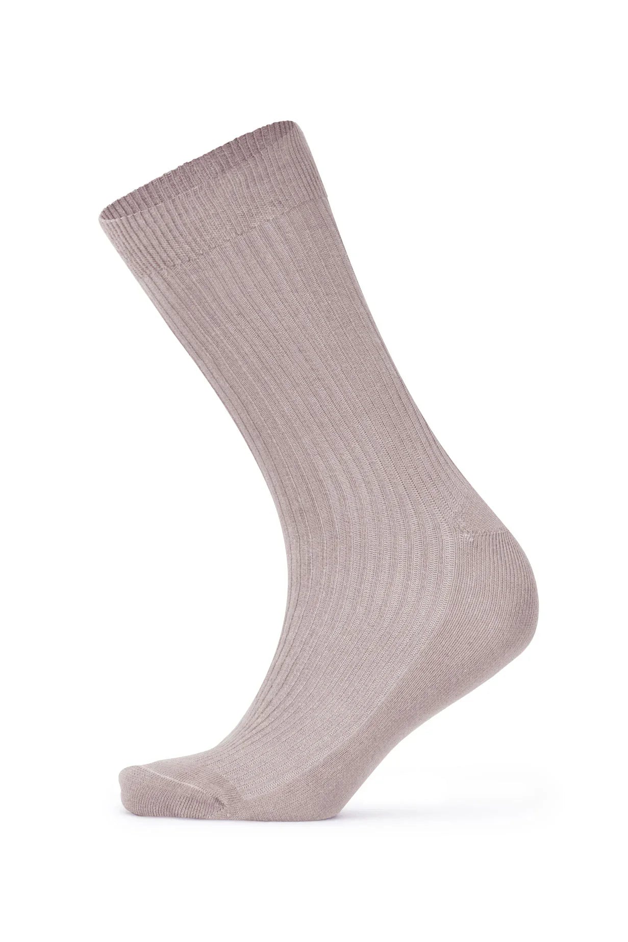 Louluu women's combed cotton Beige socks — ribbed & breathable — front view | Louluu