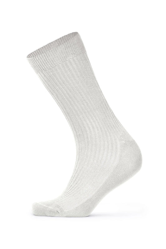 Louluu women's combed cotton Cream socks — ribbed & breathable — front view | Louluu