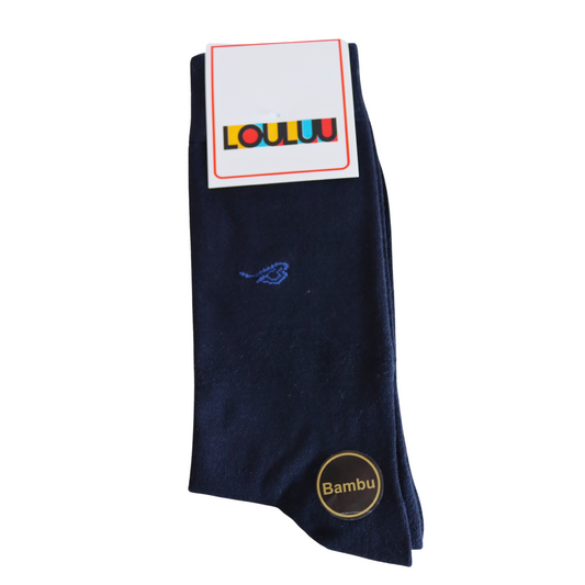 Louluu Men Plain Dark Blue Colour Bamboo Socks