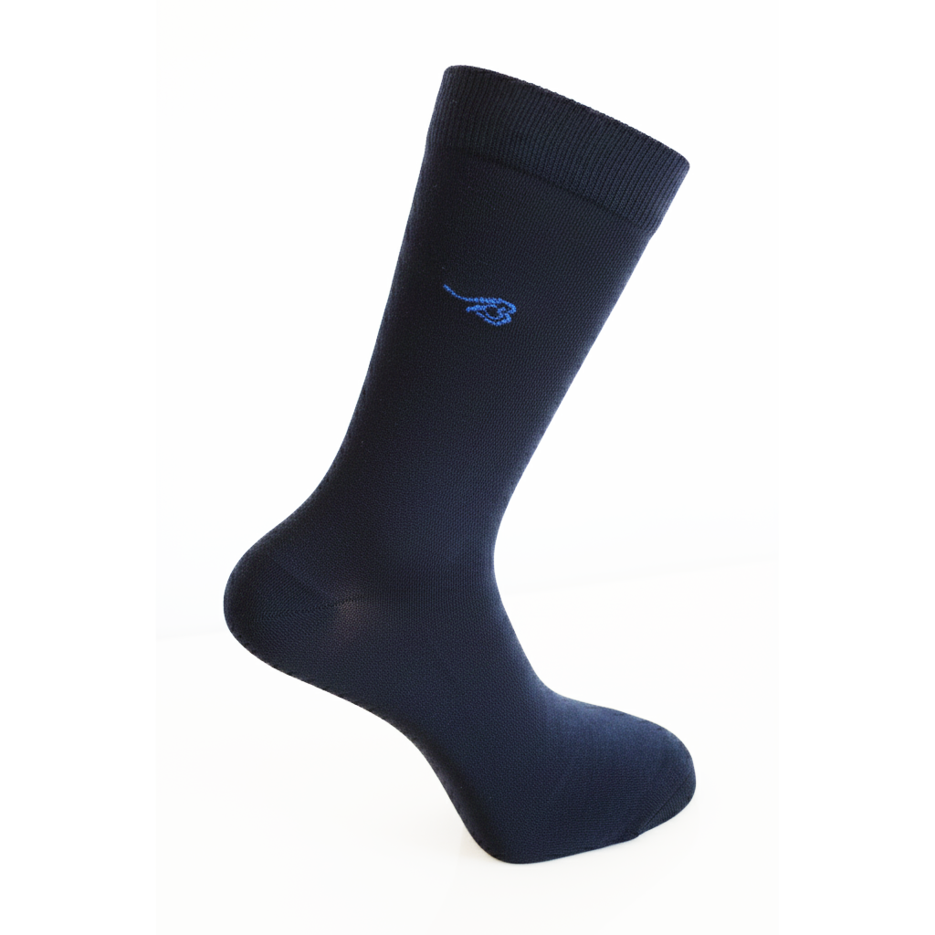 Louluu men's bamboo Plain Dark Blue socks — front view | Louluu