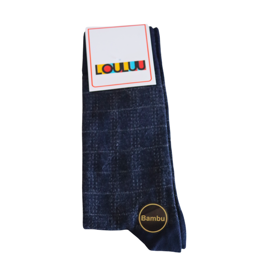 Louluu Men Quad Dark Blue Colour Bamboo Socks