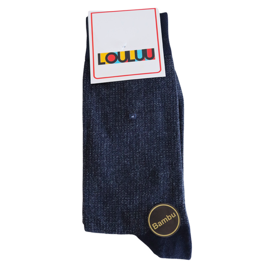 Louluu Men Wave Dark Blue Colour Bamboo Socks