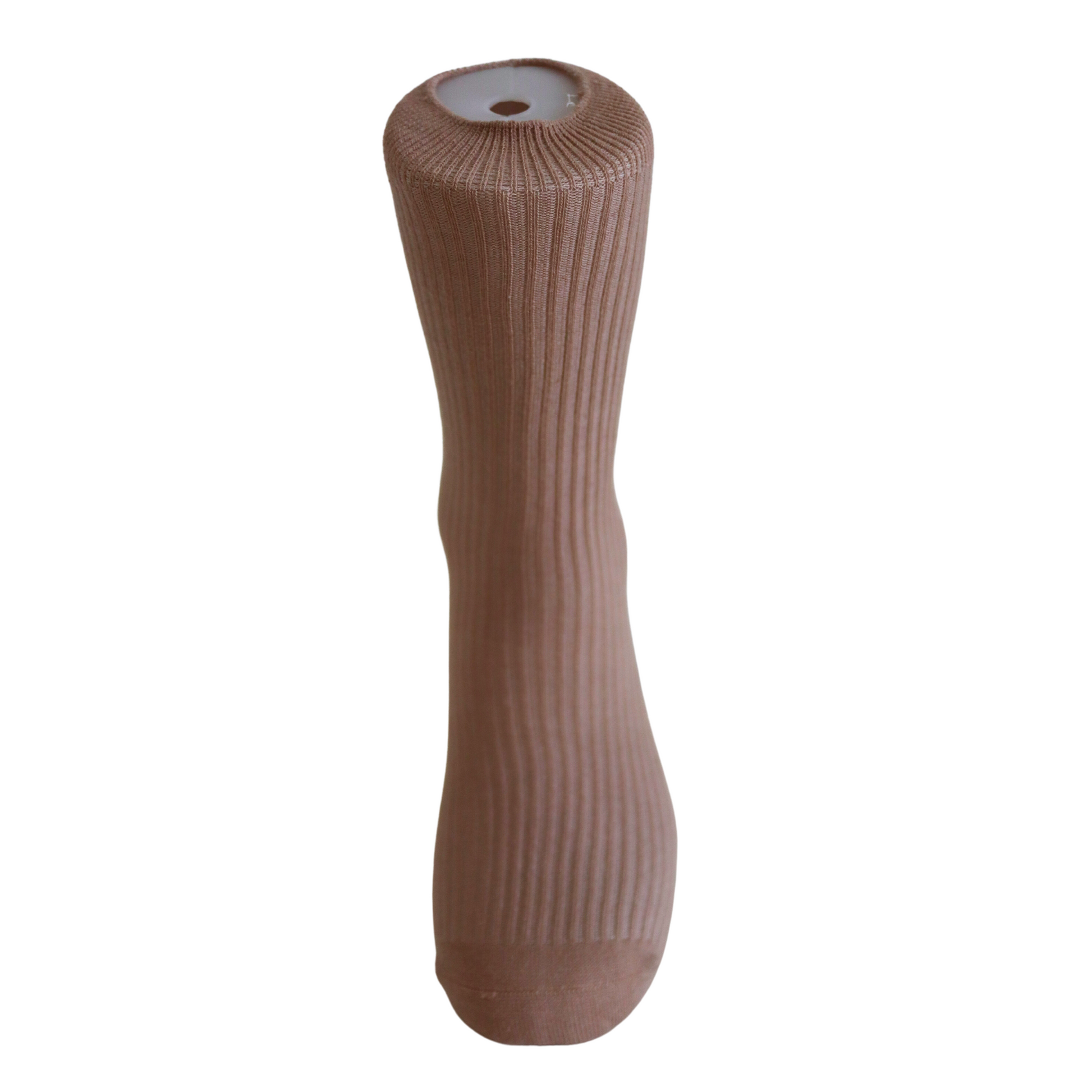 Louluu Women Classic Beige Ribbed Cotton Socks