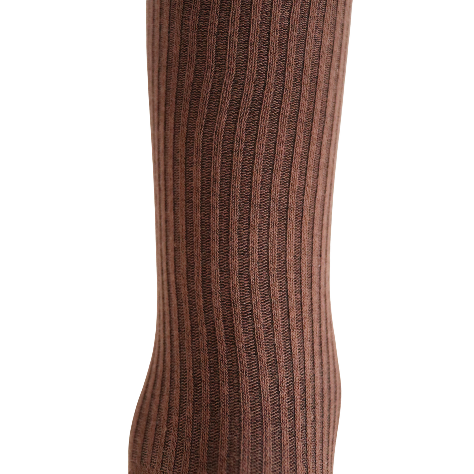 Louluu Women Classic Cream Ribbed Cotton Socks