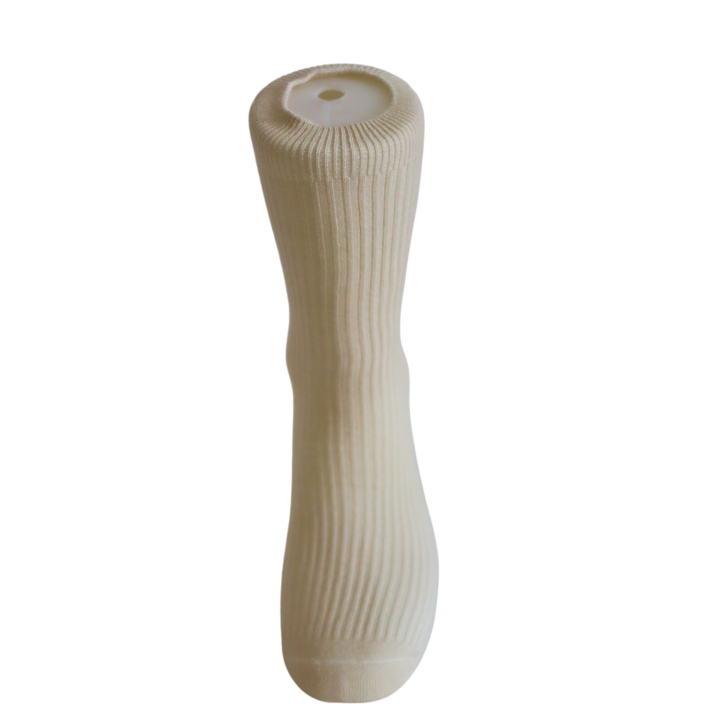 Louluu Women Classic Cream Ribbed Cotton Socks