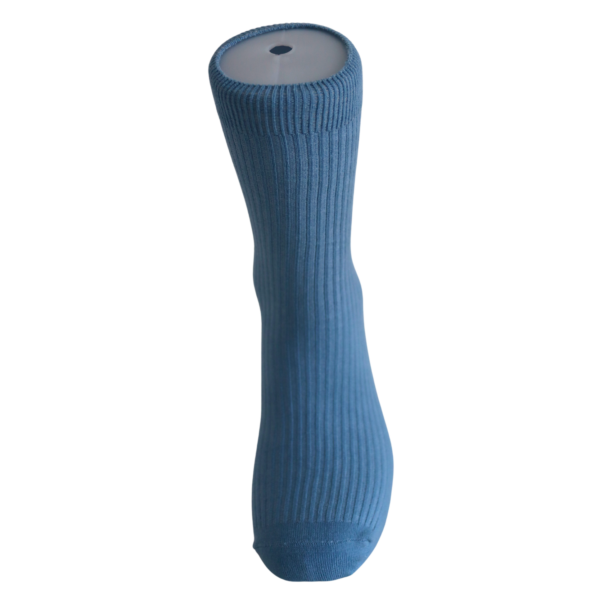 Louluu Women Classic Blue Ribbed Cotton Socks
