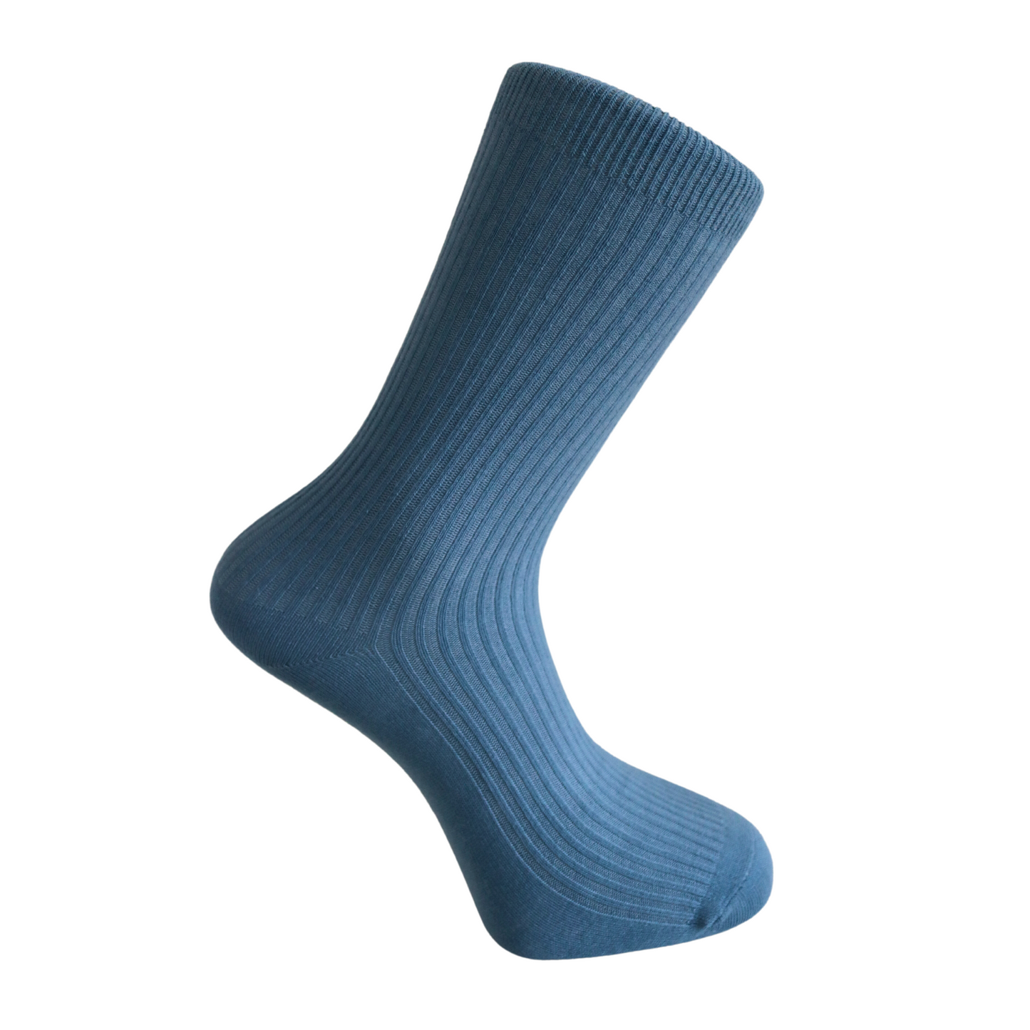 Louluu Women Classic Blue Ribbed Cotton Socks