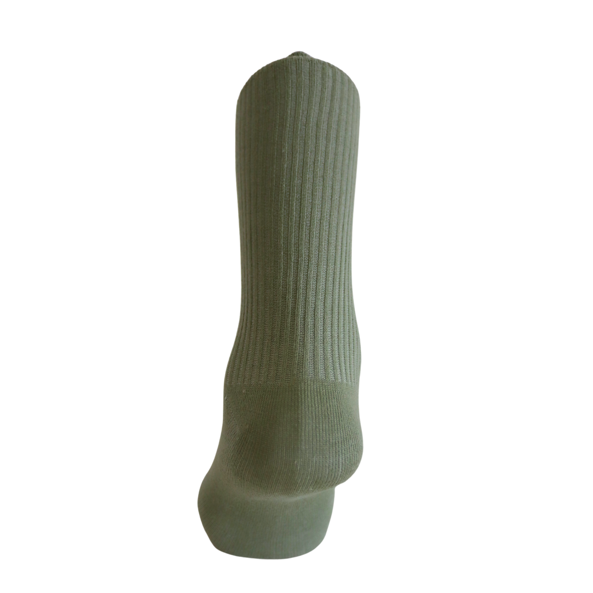 Louluu Women Classic Green Ribbed Cotton Socks