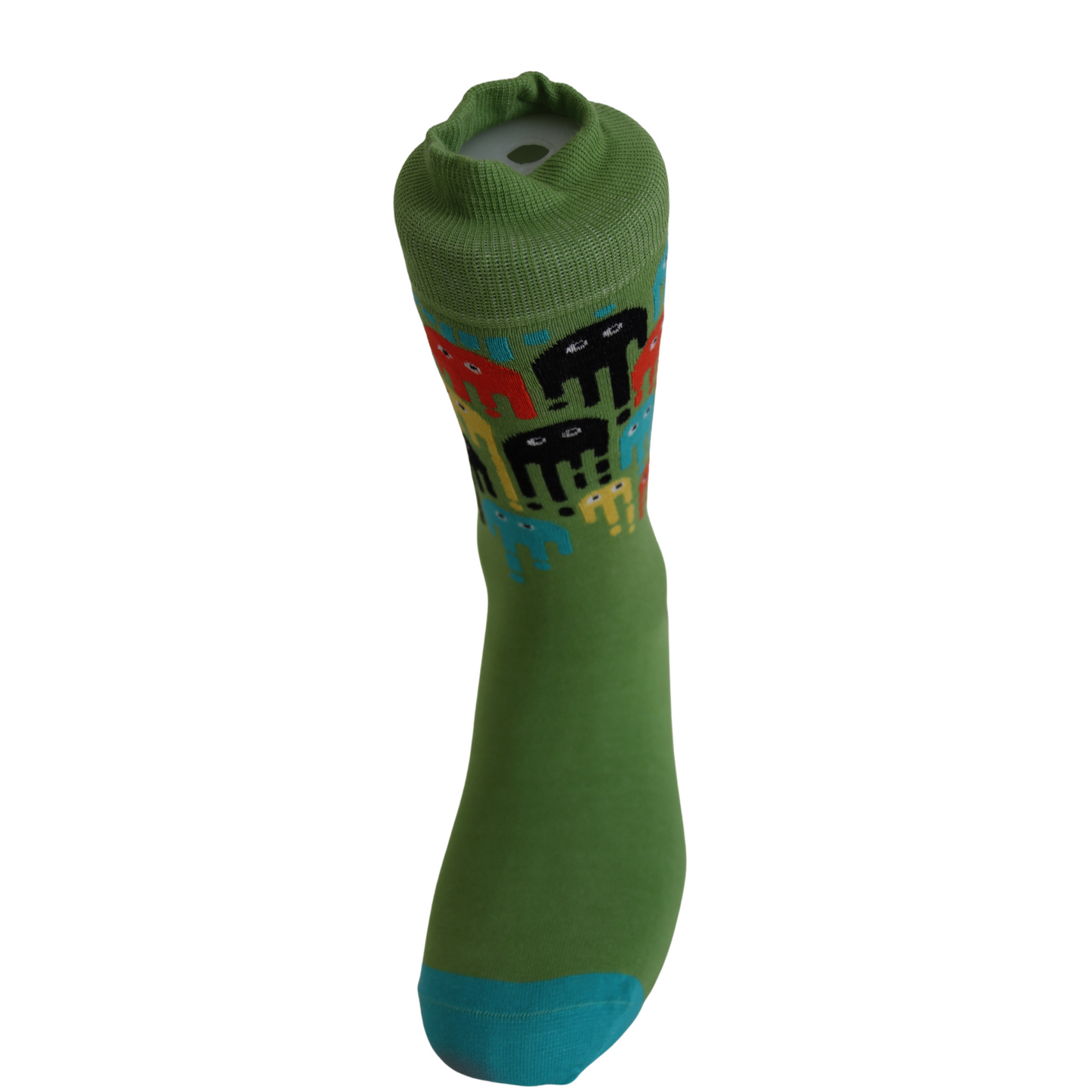 Louluu Men Pac-men Green Colour Crew Socks