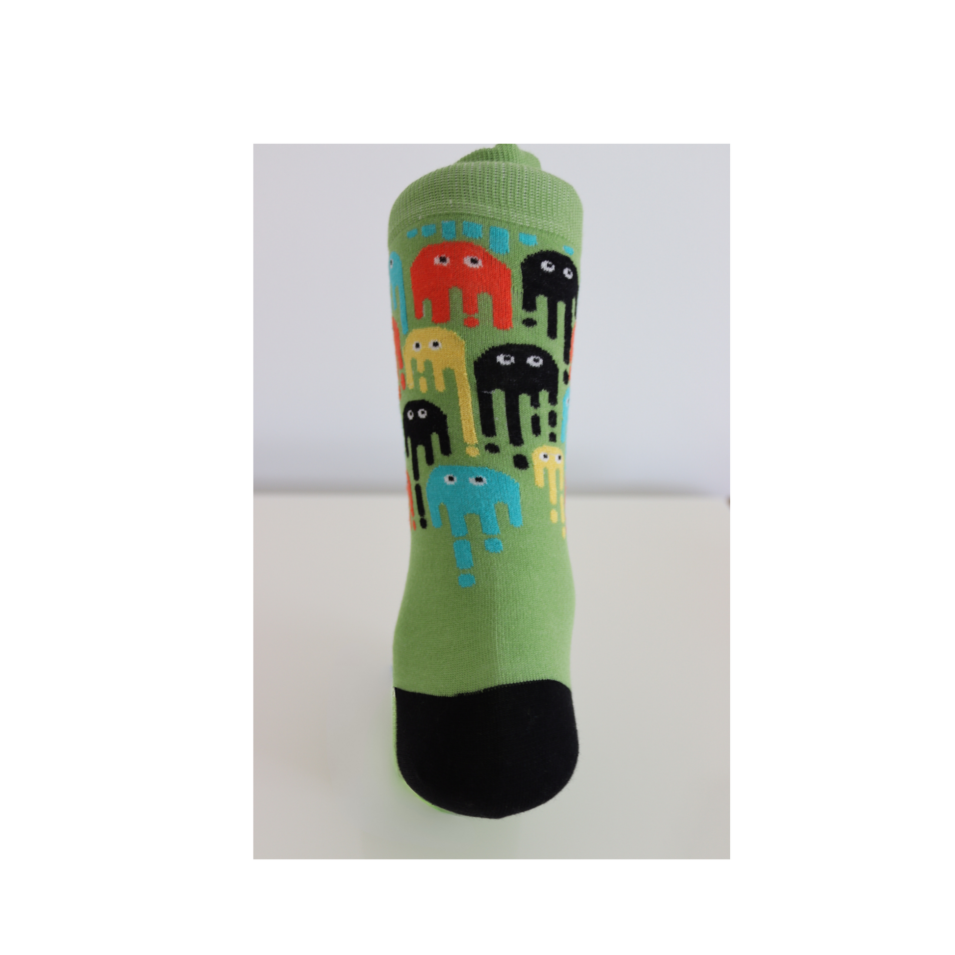Louluu Men Pac-men Green Colour Crew Socks