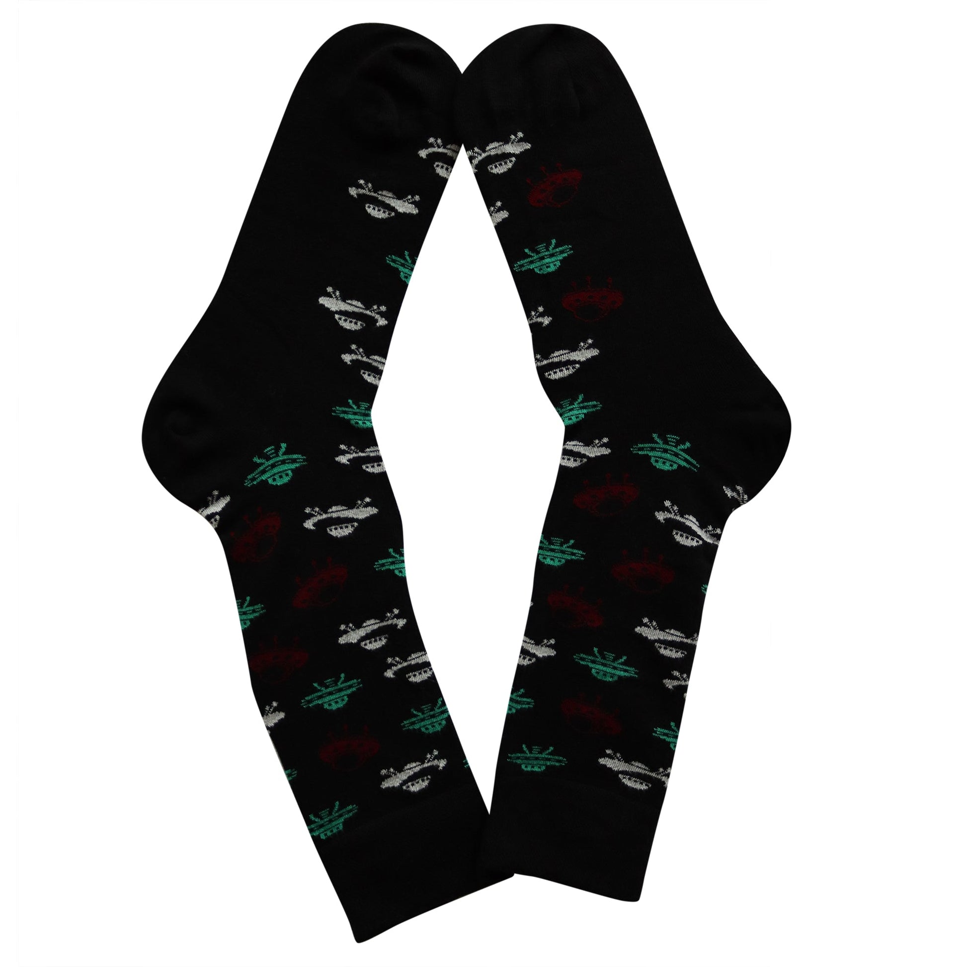 Louluu Men UFO Black Colour Crew Socks